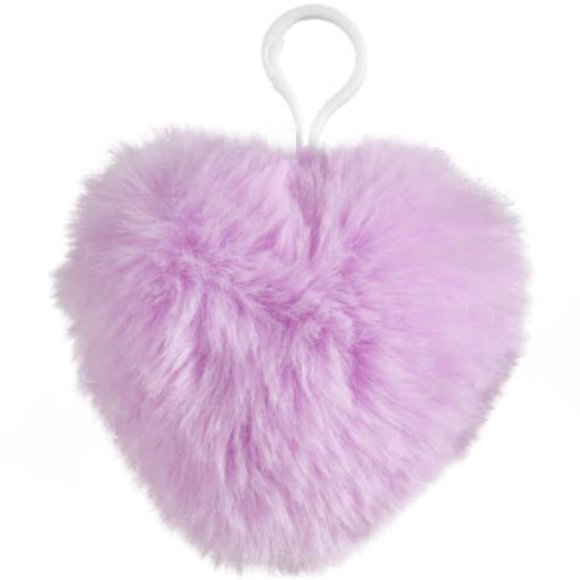 Accessories - *3/$15* Lavender Furry Pom Pom Heart Clip